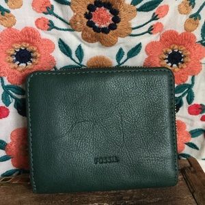Green leather fossil wallet